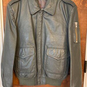 Men’s European Leather Bomber Jacket – Gray